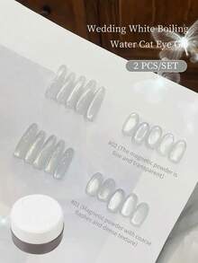 annies 5g Esmalte de uñas de gel con efecto ojo de gato blanco especial para boda, que se remoja y cura con luz UV/LED, sin color de fondo, efecto brillante de ojo de gato, 1 pieza/2 piezas - Multicolor - Ver 9