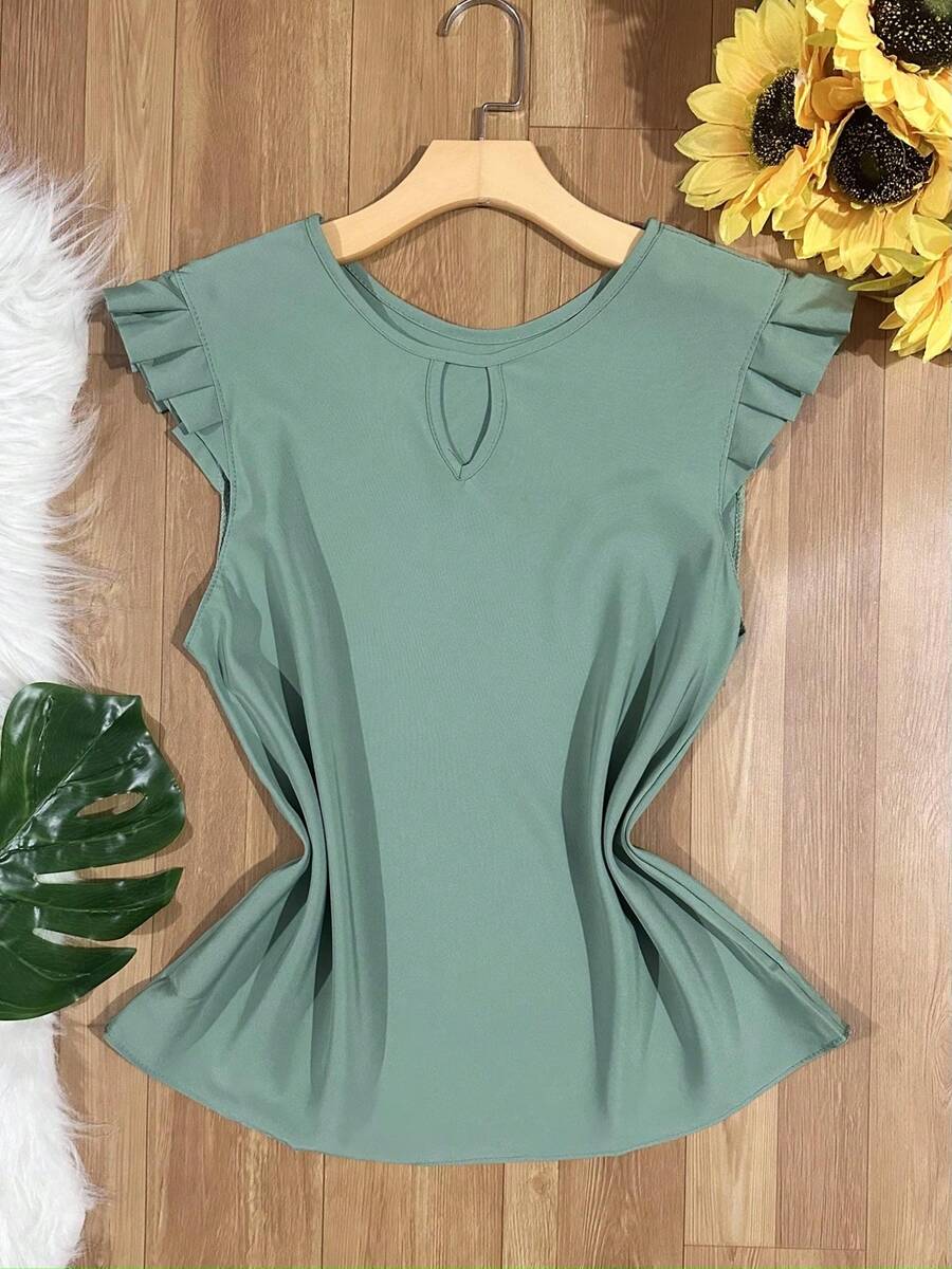 blusa regata moda feminina de crepinho - Verde menta - Visão 1