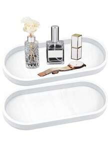 2 件套浴室托盘，装饰托盘，黑色硅胶储物托盘，小托盘，适用于客厅、卧室、水槽、浴缸和厨房水槽（椭圆形） - 黑色 - 查看 9