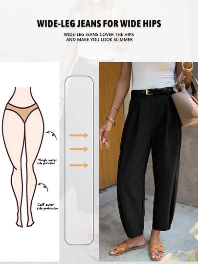 Women's Casual Solid Color Loose Pleated Lantern Sickle Pants, Ankle Length