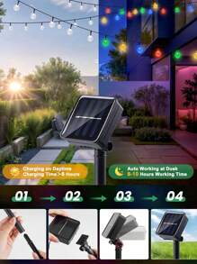 1 Set Solar Powered 100 LED Lights, 600mAh Ni-Battery, Metal & Plastic, Versatile Holiday Lighting For Wedding, Birthday, Anniversary, Graduation, Mother's Day, Camping, Thanksgiving, Valentine's Day