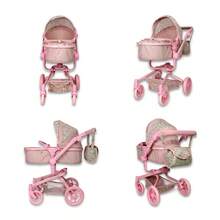Carriola de Juguete para Muñecas New Noni Modelo IS-9695 Cochecito Moderno y Plegable para Niñas Juego de Simulación y Rol Paseo de Muñecas Ligero y Fácil de Guardar Regalo Perfecto para Niñas - Rosa - Ver 2