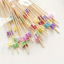 10/20/50/100/300 شوكة خشبية من البامبو على شكل فراشة، عيدان خشبية للطعام والفواكه والمقبلات، أدوات طاولة حفلات يمكن التخلص منها، مناسبة لحفلات عيد الميلاد والزفاف، هدية رائعة للنساء