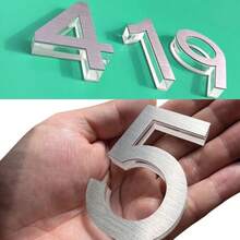 1pc Stainless Steel Adhesive Number Sticker, Transparent Self-Adhesive Metal House Number Plate, 75mm/2.95 Inch House Number, Suitable For Mailbox 0 To 9