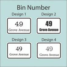 Custom Wheelie Bin Stickers, Bin Labels, House Number, Waterproof Vinyl Stickers, Custom House & Road Street Name Sticker, Set Of 4 Labels - 設計 1 - 查看 1