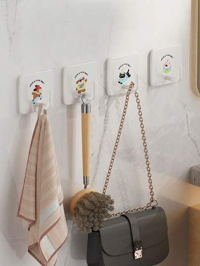 1 pieza/2 piezas Gancho de dopamina para baño sin perforación, de alta resistencia, adhesivo para colgar ropa, gancho de pared para toallas de baño