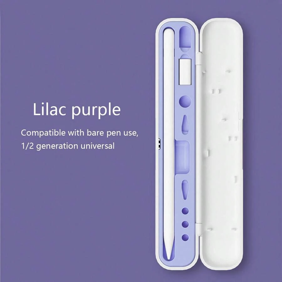 1pc Capacitive Stylus Pen Accessories Set Including Pen Case, Pen Tip Cover, Adapter Compatible With Apple Pencil 1st/2nd Generation (Apple Pencil And Accessories Not Included) - Purple - View 1
