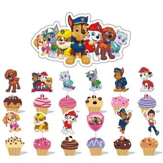 12pcs Paw Patrol Cake Topper Set - Birthday Party Decorations For Kids (Cupcake & Cake Decors, Perfect For Baby Showers & Celebrations)