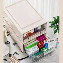 1pc透明医药盒药品收纳盒抽屉式家用药箱大容量储物柜多层家用包装 - 彩色 - 查看 7