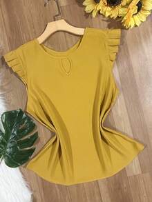 Women's Fashion Crepe Tank Top - Mustard Yellow - View 3