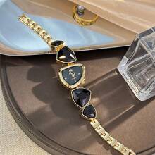 1pc Women's Asymmetrical Shape Alloy Case Colorful Rhinestone High-End Unique Personalized Quartz Watch - one-size - View 11
