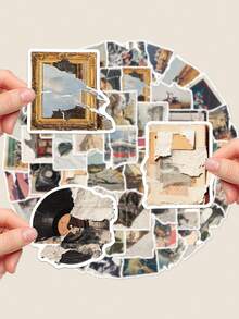 50pcs Graffiti Rip Photo Stickers Personalised Art Design Patterns For Notebooks Office Supplies & Accessories Decorations Self-Adhesive Decals Non-Repeating Great For Holiday Gifts And Christmas Halloween! - Multicolor - View 3