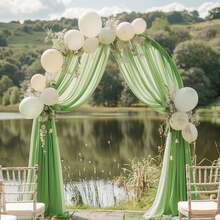 2pcs Green Willow Vine Mesh Wedding Arch Decor, 70x600cm, Suitable For Weddings, Ceremonies, Receptions, Parties, Ceilings, Banquets, Daily, Outdoor Backdrops - Multicolor - View 5