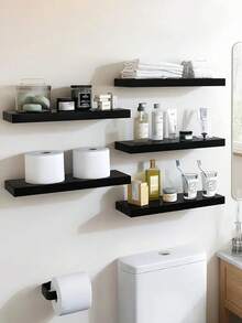 1 pieza Estantería montada en la pared, estantería de pared para sala de estar, tabique de una sola pieza para dormitorio y mesita de noche, estantería de pared, tablero de madera para exhibición, adecuado para pared, estantería colgante de pared para baño, estantería de exhibición de madera moderna