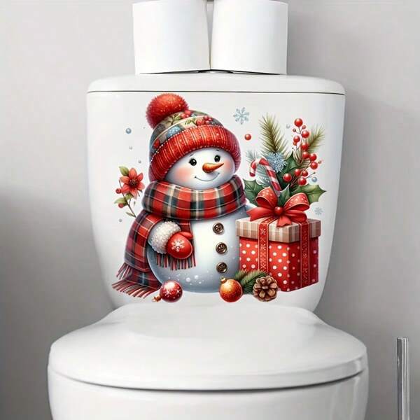 Adesivos decorativos de vaso sanitário de Natal com boneco de neve, 1/3/5 peças, adesivos de vinil autoadesivos para assento sanitário, fáceis de descascar e colar, ótimos para decoração de banheiro