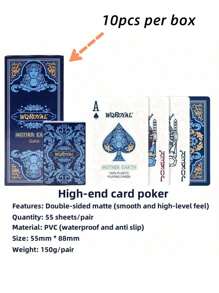 1 Set High-End Waterproof Poker Cards - Waterproof Playing Cards - Plastic Playing Cards, Durable & Flexible - Suitable For Magic, Gambling, Parties And Collectors, Valentine's/New Year Gift