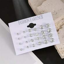 12 Pairs Of Stainless Steel Earrings, A Simple And Elegant Zirconia Earring Set, Suitable For Parties And Daily Wear With 925 Silver Earrings