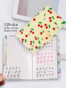 Beautizon Nailartlab 1Pc Portable Nail Sticker Storage Card Album, Small Fresh Style Cherry Pattern Design Cover Nail Sticker Storage Album, Sticker Display Book, For Salon Nail Supplies - Multicolor - View 1