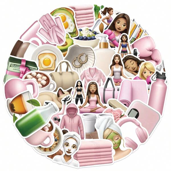 50 Stücke GYM Girl Aufkleber, hochwertige Aufkleber und Abziehbilder für Scrapbooking, Journaling, Laptop, Stoßstange, Skateboard, Wasserflaschen, Computer, Handy. Diese Aufkleber können Ihrem Leben viel bringen, das perfekte Geschenk für Erwachsene