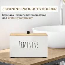 Tampon Holder Storage For Bathroom Feminine Wood Container Box Women Product Organizer Farmhouse Decor Pad Storage Container Box Rustic Accories White