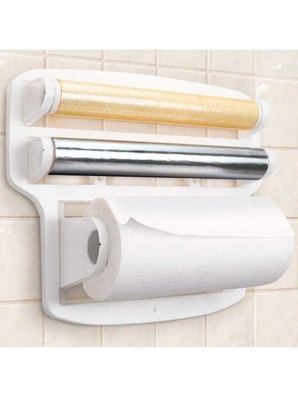Porta Papel Toalha Triplo Suporte Rolos de Cozinha 3 em 1