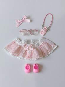 1-5件拉布布连衣裙，粉色蝴蝶结可爱公主裙，拉布布镜片眼镜，拉布布靴子，拉布布配饰，适合大多数娃娃