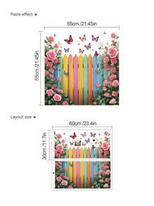 2 件/1 件墙贴 - [彩色栅栏蝴蝶、莲花] PVC 自粘可移除墙贴，适用于托儿所、儿童房、游戏室或教室 - 适合任何空间的可爱创意墙面装饰 - 彩色 - 查看 13