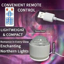 USB Powered, Wave Pattern & Aurora Projection Lamp With 24-Key Remote Control - 16 Color Changing, Starry LED, Suitable For Bedroom, Living Room, Party, Birthday, Valentine's Day Gift
