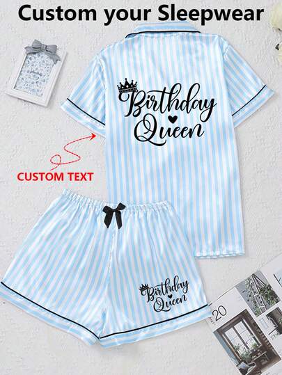 Customized Personalized Bride Crop Top Pajama Set, Can Customize Name And Date, Satin Fabric, Pink Pajamas With Gold Sequin Print, Casual Customized, Personalized, Unique, Customized Personalized Gift, Ideal Gift For Girlfriend, Suitable For Living Room, Bedroom, Anniversary, Birthday, Holidays, Etc.