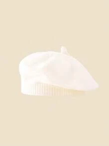 1pc Children's Solid Color Versatile Beret Hat, Adorable & Stylish Knitted Beanie For Infant Toddler, Suitable For Autumn/Winter Daily Wear - 1PC - View 32