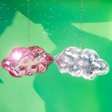 Bohemian (Cloud-Shaped) Disco Ball Decor - Shiny Sequin Mirror Pendant With Metal Chain, Suitable For Weddings, Home Bars And Boho Parties (No Power Required)
