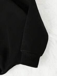 Sudadera con Capucha de Estampado de Letras y Gráficos con Cordón Ajustable - Negro 13 - Ver 3