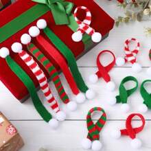 5套（10件）迷你针织帽迷你圣诞围巾套装，迷你圣诞老人帽，可用于手工制作、迷你圣诞装饰、圣诞树挂饰，适用于DIY工艺品、雪人玩偶