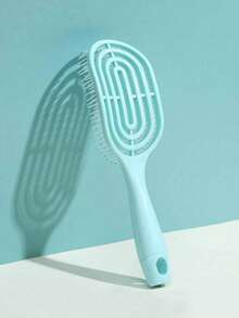 一套长柄粉色女士梳子，采用多色镂空罗纹设计，由ABS塑料制成，尺寸为9.06*2.76英寸，防静电，干湿两用梳子，粉色配件，美发梳，按摩梳，气垫梳，家居生活，宿舍身体护理工具，圣诞节，感恩节。 - 彩色 - 查看 2