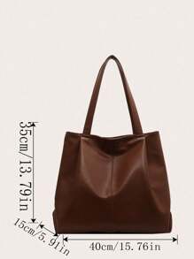 Nova Bolsa Tote Grande de Mulher para Primavera/Verão, Bolsa de Ombro de PU Casual Versátil e Retrô, Adequada para Uso Diário, Transporte para Escritório e Escola