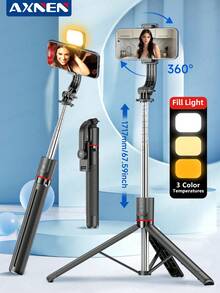 AXNEN 67" Bluetooth Selfie Stick Tripod With Detachable Remote, Extendable Phone Tripod And 3-In-1 Portable Stand, For Live Streaming And Photography, Compatible With IPhone 16/15/14 Pro Max/14 Pro/14/14 Plus/13 Pro Max/13 Pro, Galaxy S22 - Multicolor - View 11