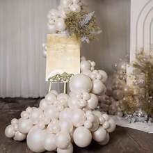 182pcs Pearl White Balloon With Stickers, Double-Layer Floral Arch Garland Set, Includes 18/10/5 Inch Sizes, Suitable For Wedding, Bridal Shower, Baby Shower, Valentine's Day And Bachelorette Party Decor - White - View 5