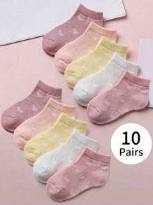 10 pares de calcetines para niñas, calcetines de tobillo con malla con diseño de corazón, estilo minimalista de moda, cómodos y versátiles, adecuados para uso diario, vacaciones y vuelta al colegio