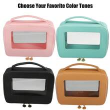 Bolsa de maquillaje transparente, organizador de viaje de cosméticos y estuche para brochas de maquillaje, bolsa de almacenamiento de maquillaje transparente y de tocador para mujeres - Verde - Ver 7