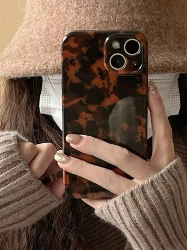 Vintage Amber Leopard Print Protective Case For IPhone 16 Pro Max, IPhone 13, IPhone 12, IPhone 11, IPhone 14 Pro, IPhone 15 Pro Max, Creative & Personalized Silicone Phone Cover