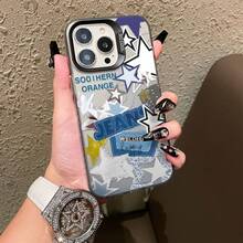 星空图案手机壳，可个性化定制，兼容 16 Pro Max、15/14 Plus、13、12、11，保护套 - 黑色鏡框 彩銀灰 - 查看 4