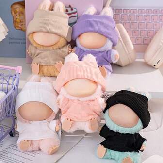 6,69-tums dockkläder, kompatibla med , 1 set dekorationer - Moderiktigt set med mössa och tröja, lämpligt för 6,69-tums dockor, söta BuLabu-tillbehör, för lek och uppvisning (dockor ingår ej)