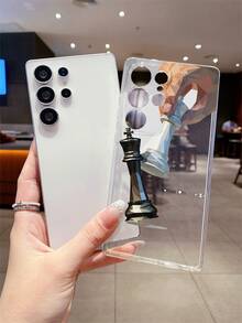 1pc Chessboard & Letter Patchwork Transparent Shockproof TPU Phone Case, Compatible With IPhone XS/XS Max/XR/11/12/13/14/15/16 Pro/Pro Max/14/15/16 Plus, Nothing, Pixel, INFINIX, Redmi Series, Can Be Given As Holiday Gift To Partner And Friends - Multicolor - View 5