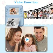 Fotocamera digitale stampante istantanea 3 in 1 - Fotocamera, gioco, lettore MP3 3 in 1, stampa foto istantanea, gioco puzzle, zoom digitale 16x, registrazione video HD 1080P, fotografia - regalo perfetto per Ognissanti, Natale, compleanno. Rientro a scuola, Festa del Lavoro, Ognissanti, Natale, Giorno del Ringraziamento