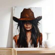 1 pieza de pinturas decorativas con marco para la sala de estar [2D plano]Una pintura de pared con marco de madera, pintura al óleo abstracta plana, que representa a una mujer con largos cabellos negros, con decoraciones de de tercer cumpleaños, adecuada para el Día de la Madre, Año Nuevo, regalos de Pascua, para madres, decoración de la sala de estar, decoración de pared de oficina, baño, regalo perfecto y decoración del hogar, se puede colgar directamente, disponible en varios tamaños, inyecta alegría en tu espacio único. - Multicolor - Ver 9
