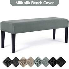 Milk Silk Bench Cover,Rectangular Stretch Square Ottoman Covers Slipcover Rectangle Washable Foot Stool Cover Thick Storage Protector With Elastic Bottom,Stretch Dining Room Bench Slipcovers - Multicolor - View 9