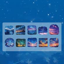 Conjunto de adesivos com tema romântico de céu estrelado, 10 unidades/pacote, adequado para presentes, escritório, casa, marcação, etiquetas, salas de aula, brinquedos, diários de estudantes, materiais criativos para decoração vintage faça você mesmo