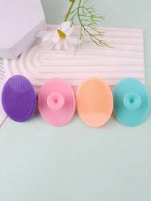 1/5pcs Face Cleansing Brush, Mini Handheld Oval Facial Cleansing Brush (With Shampoo Massage Brush), Facial Cleansing Brush (For Deep Cleaning), Gentle Exfoliating And Massaging Face Cleaning Brush, Skin Care Tool, Travel Tool, Christmas Gift, Christmas Party, Face Washing, Cleaning - Multicolor - View 3