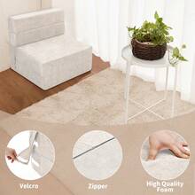 Lilypelle 6" Extra Thick Folding Sofa Bed, Tri Folding Floor Mattress, Sofa Futon Folding Chair Bed, Portable Floor Beds Folding Couch For Playroom - 白色 - 查看 4