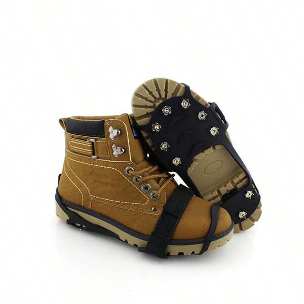 1 Par de Crampones de Goma Antideslizantes para Invierno, Púas de Tracción de 10 Dientes para Nieve y Hielo, Unisex, Equipo de Seguridad Exterior de Fácil Instalación, Material de Goma Negro